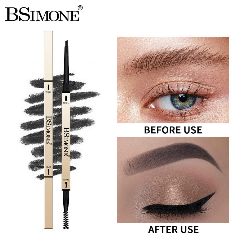 Natural Long-Lasting Waterproof Non-Fading Very Fine Three-Dimensional Not Easy To Smudge Double-Ended Small Gold Bar Eyebrow Pencil