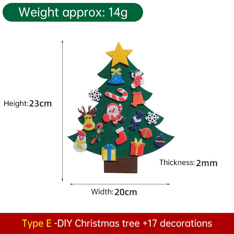 Felt Christmas Tree Kids DI Y Christmas Decoration Wall Stickers Handmade Toys Pendant