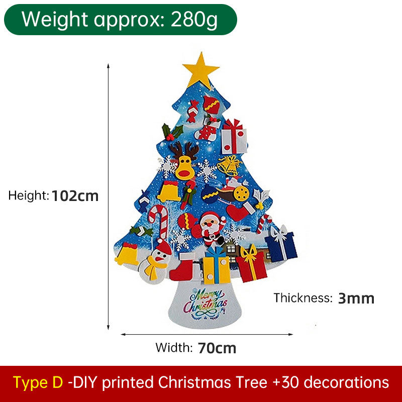 Felt Christmas Tree Kids DI Y Christmas Decoration Wall Stickers Handmade Toys Pendant