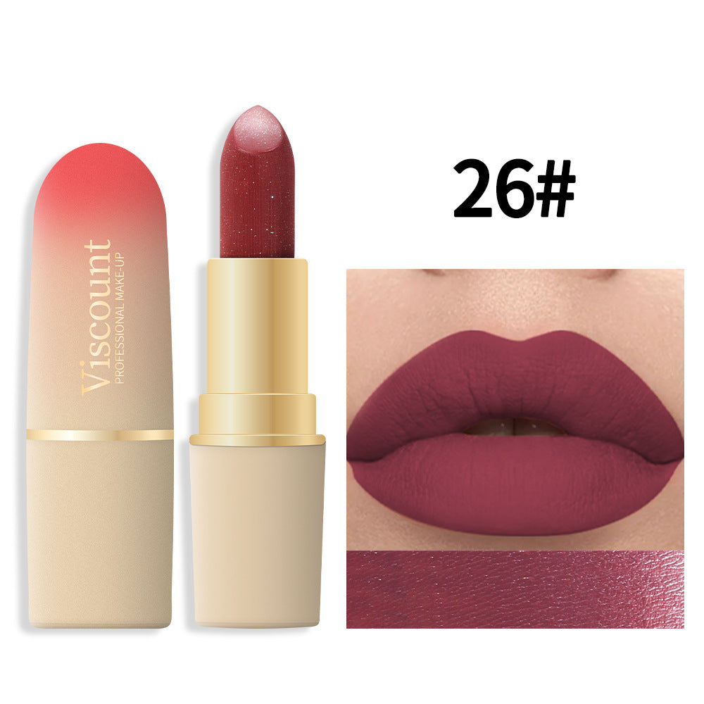 Waterproof And Durable Lipstick Velvet Fine Glitter Matte Lip And Cheek Dual-Use Lipstick