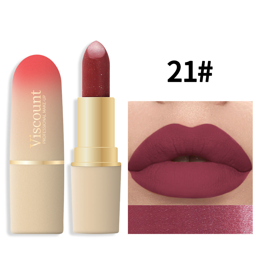 Waterproof And Durable Lipstick Velvet Fine Glitter Matte Lip And Cheek Dual-Use Lipstick