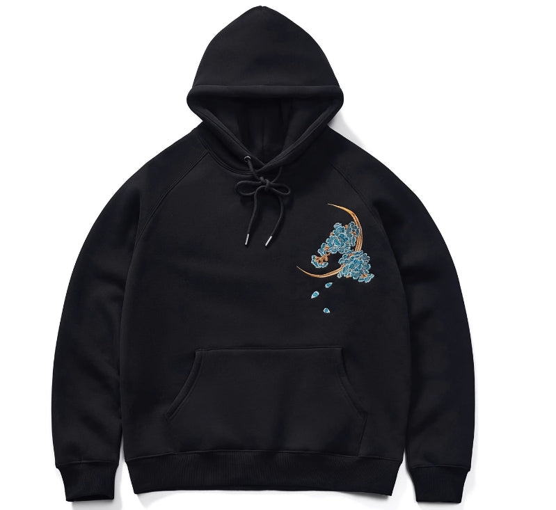 Dragon thorn hooded plus velvet thickened Yokosuka embroidery men and women couple sweatshirts trendy brand jacket tops