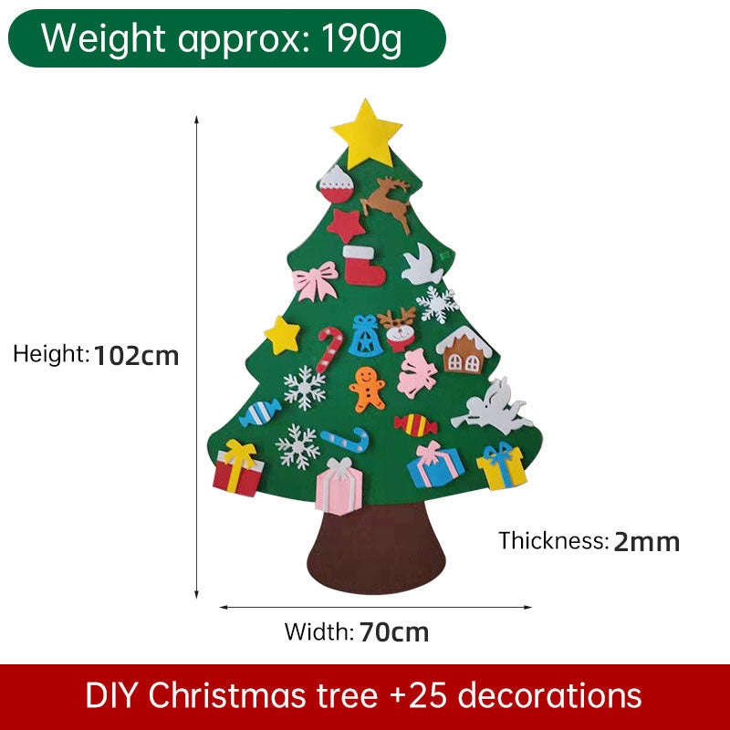 Felt Christmas Tree Kids DI Y Christmas Decoration Wall Stickers Handmade Toys Pendant