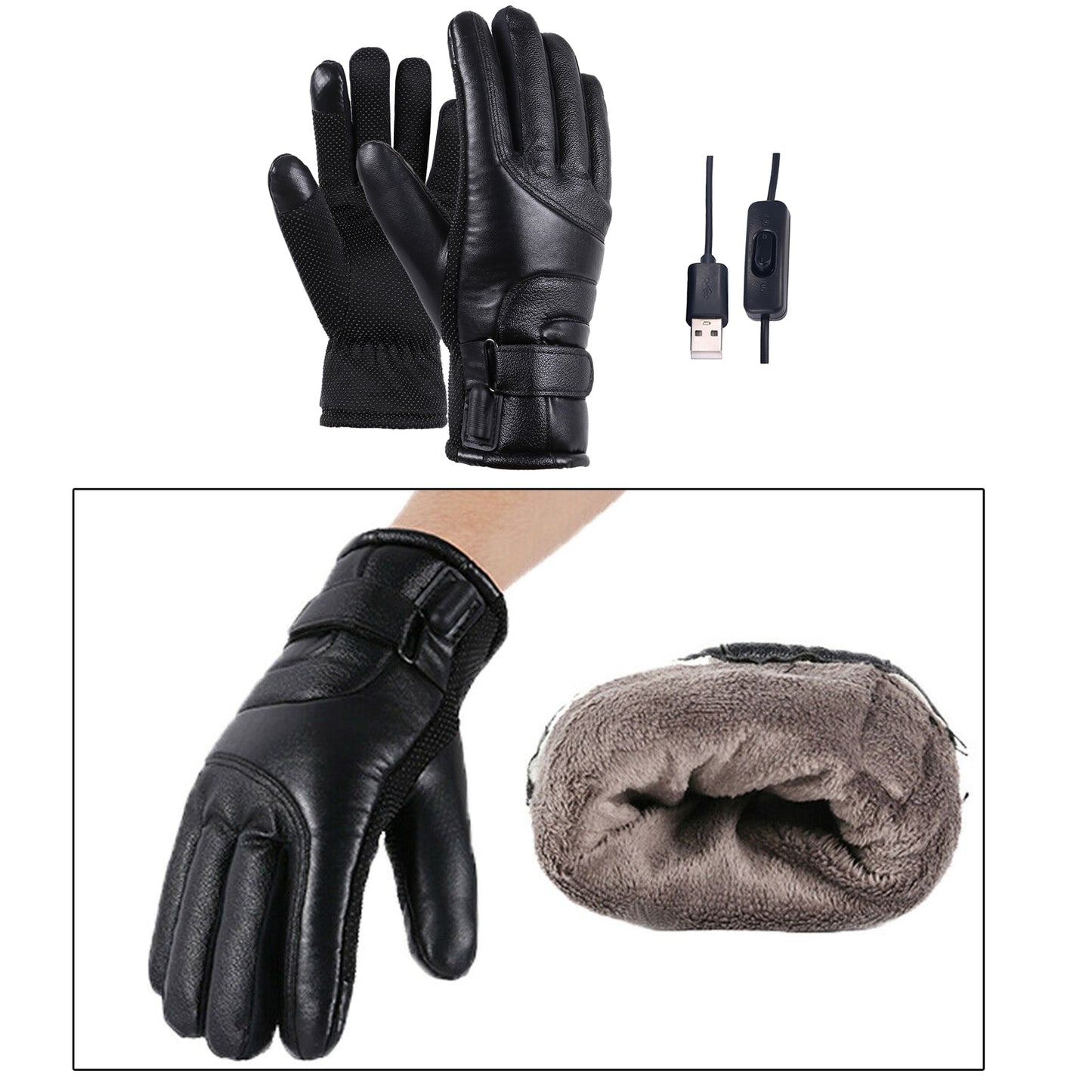 Winter Gloves Electric Heated Gloves Waterproof Windproof Cycling Warm Heating Screen USB Powered Heated Gloves