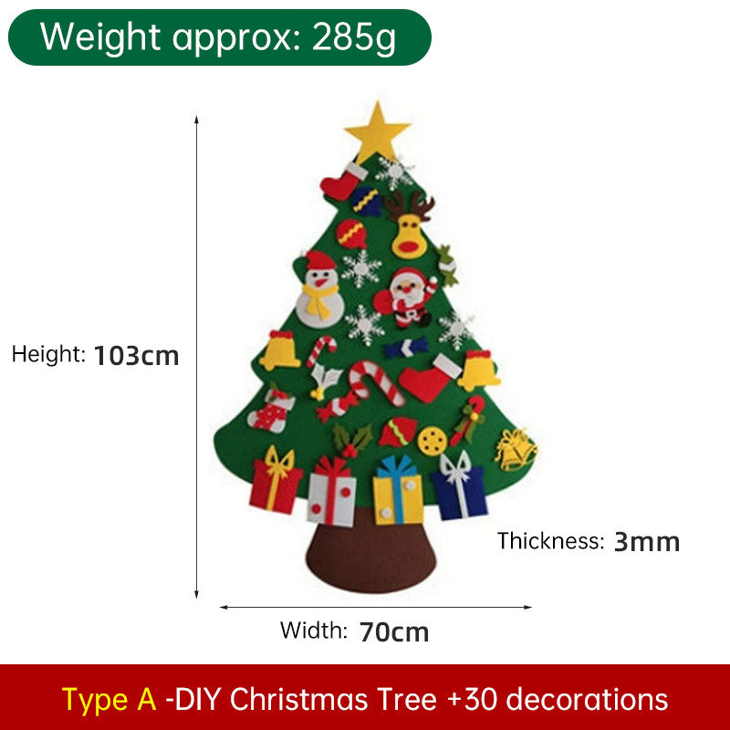 Felt Christmas Tree Kids DI Y Christmas Decoration Wall Stickers Handmade Toys Pendant