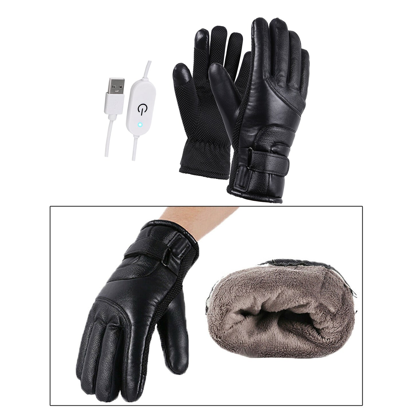 Winter Gloves Electric Heated Gloves Waterproof Windproof Cycling Warm Heating Screen USB Powered Heated Gloves