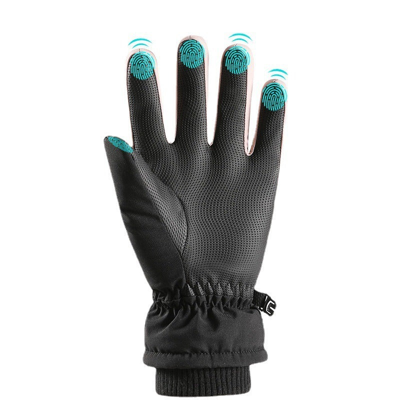 Winter Gloves For Men And Women Plus Down Warm Touch Screen Windproof Waterproof Outdoor Riding Gloves Thickened Cotton Ski Gloves