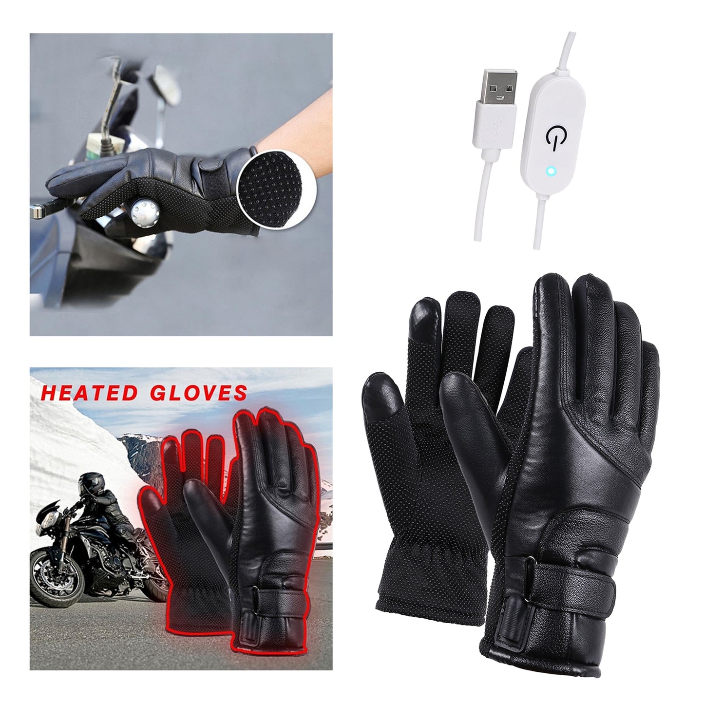 Winter Gloves Electric Heated Gloves Waterproof Windproof Cycling Warm Heating Screen USB Powered Heated Gloves