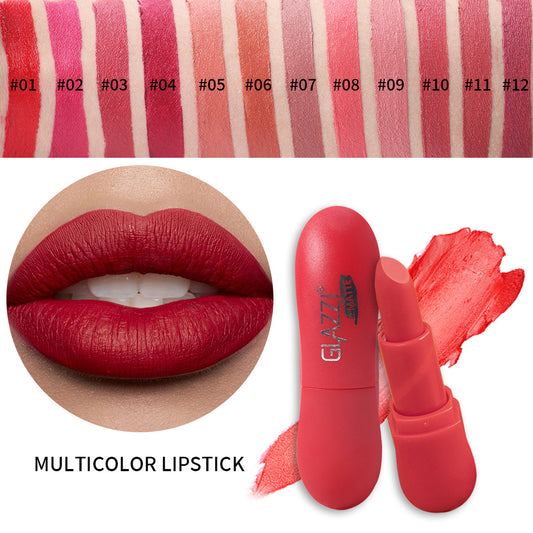 12 Color Rhombic Matte Lipstick Yeast Color Does Not Stick To The Cup And Does Not Fade