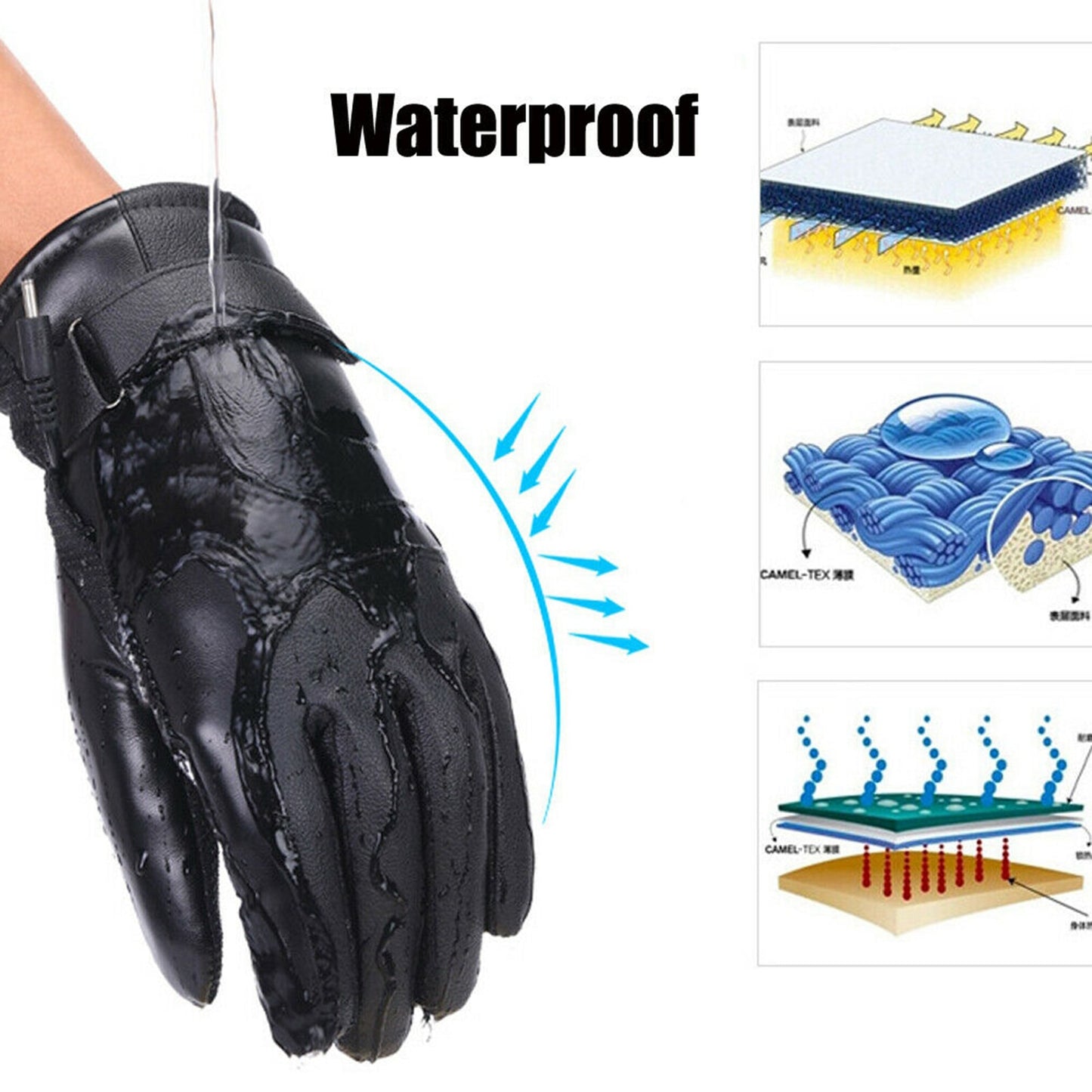 Winter Gloves Electric Heated Gloves Waterproof Windproof Cycling Warm Heating Screen USB Powered Heated Gloves