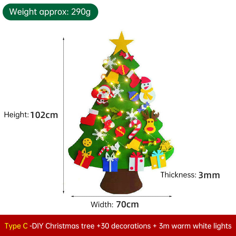 Felt Christmas Tree Kids DI Y Christmas Decoration Wall Stickers Handmade Toys Pendant