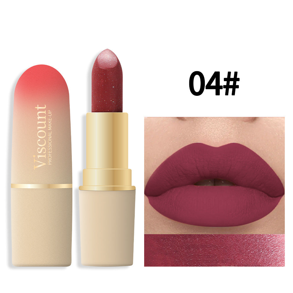 Waterproof And Durable Lipstick Velvet Fine Glitter Matte Lip And Cheek Dual-Use Lipstick